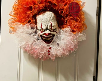 18 Inch Creepy Clown Wreath IT Pennywise Wreath W/mask. no - Etsy