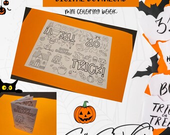 Halloween Mini Coloring Book, Mini Book, Printable Coloring Book