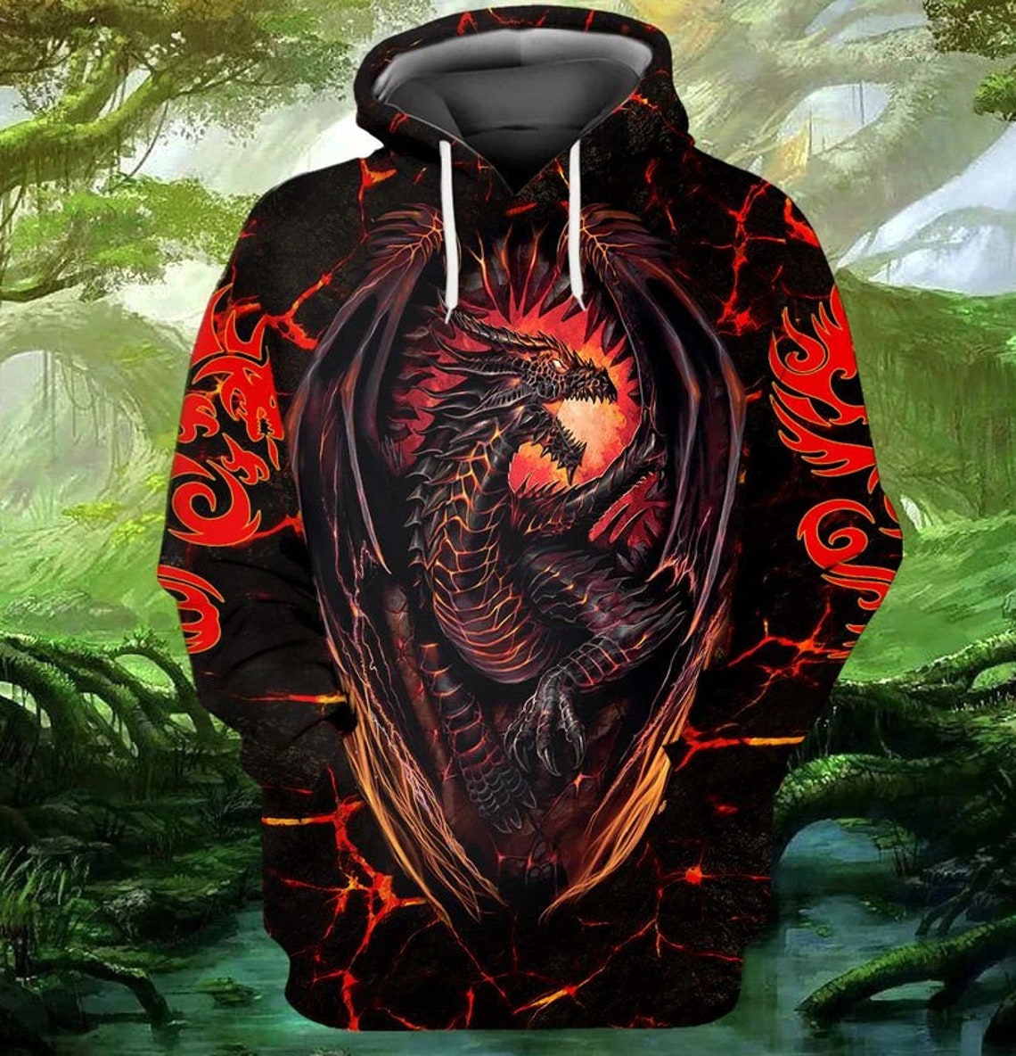 Dragon Black Hoodie 3D Hoodie Dragon Tattoo and Dungeon | Etsy