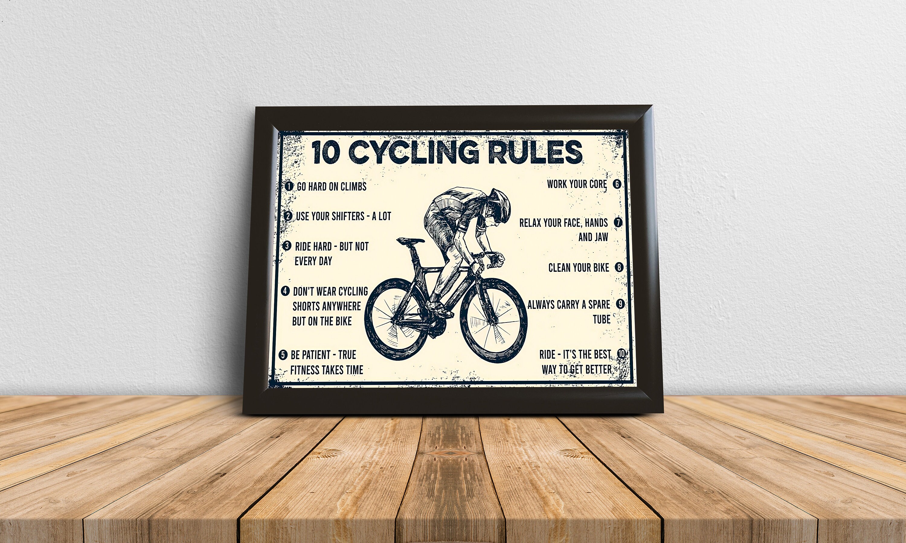 10 Cycling Rules Poster Cycling Poster Bike Wall Art Etsy