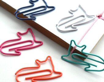 50 PCS Gullor Cute Paper Clips Assorted Colors Cute Cat Office Supplies Cat Shape Paper Clips Cat Gifts for Cat Lovers