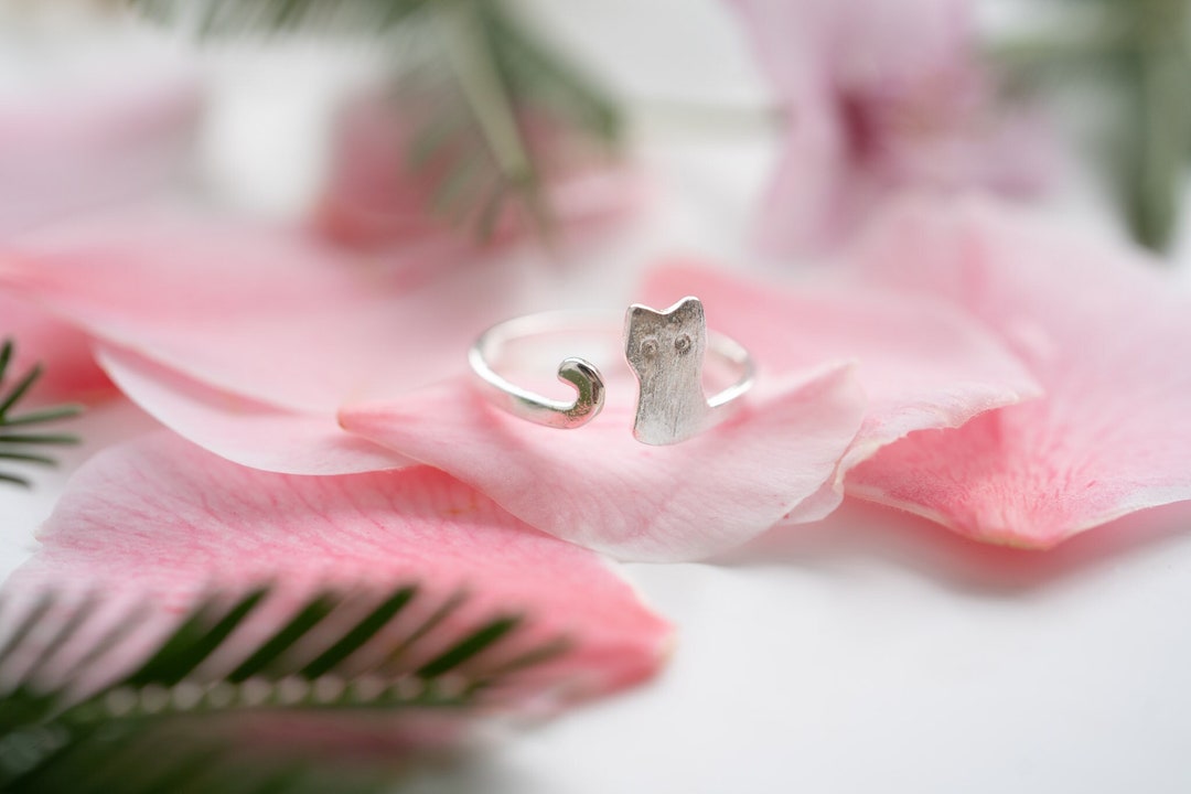 Cat Ring, Cute Cat Sit Ring, Kawaii Cat Ring, Kitten Ring, Cat Jewelry ...