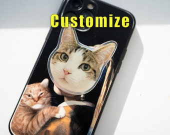 Custom Phone Finger Holder, Personalized Phone Grip, Extendable base and grip for Smartphones and Tablets, Gift for Pet Lover, Birthday Gift