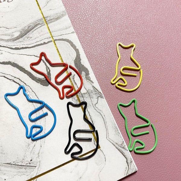 5 Cat Paper Clip,Cat Paperclips,Bookmarks,Paper Clips,Cat Stationery,Kawaii Stationery,Accessories,Page Markers,Colour Mixed Paperclips,Gift