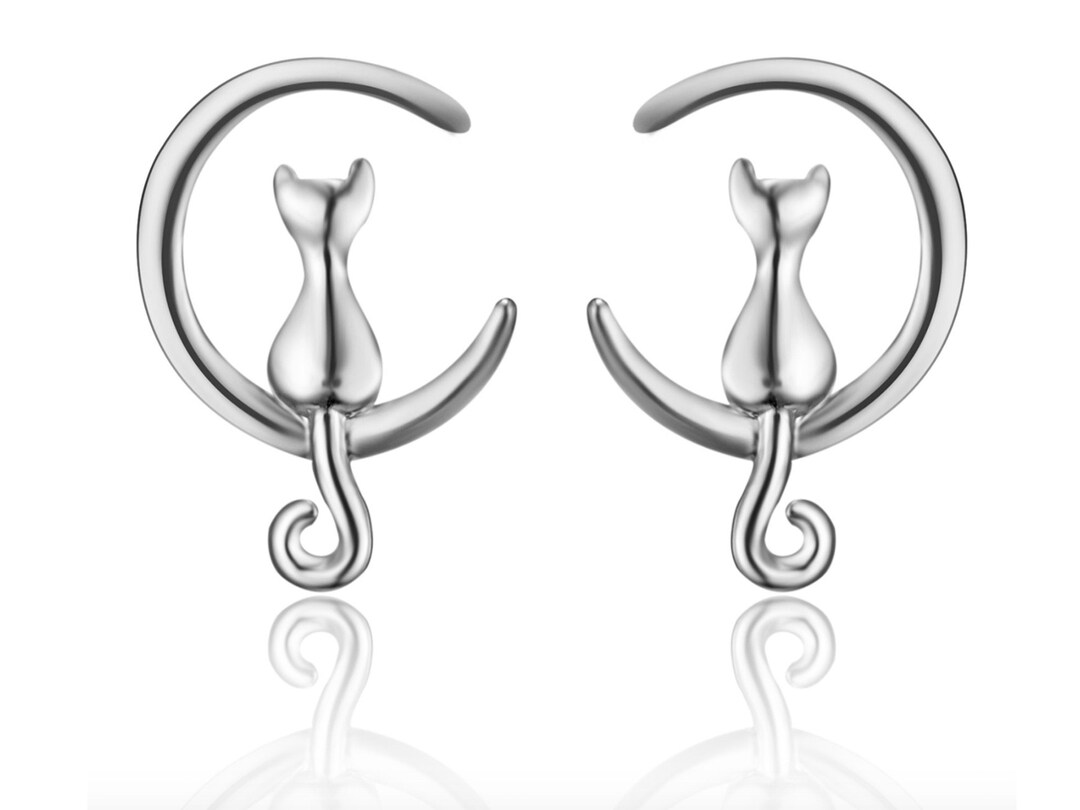 Cat Stud Earrings, 925 Silver Earrings, Cute Earrings, Kitten Jewllery