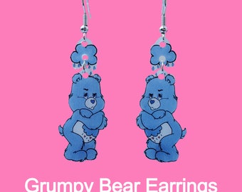 Grumpy bear inspired earrings!