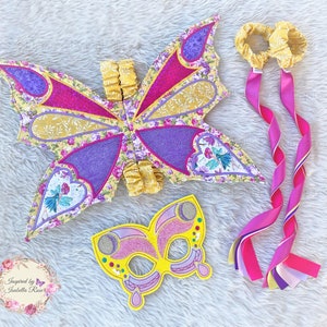 Fairy fabric wings, Embroidered Mask, Dancing ribbons, Book week, Pretend play, Children party, Kids themed costume, Fantasy, Australia