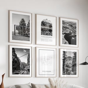 Art mural Colorado Gallery - Lot de 6, photos noir et blanc Colorado, affiches Colorado, estampes Colorado, États-Unis