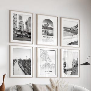 Auckland Gallery Wall Art - 6er-Set, Auckland Schwarzweißfoto, Auckland Poster, Auckland Prints, Neuseeland