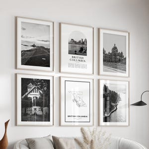 ブリティッシュコロンビアギャラリー - 6枚セット、ブリティッシュコロンビアの白黒写真、ブリティッシュコロンビアのポスター、ブリティッシュコロンビアの版画、カナダ