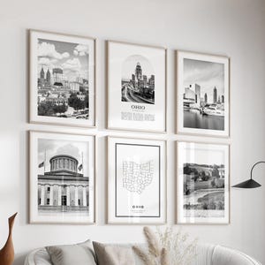Ohio Gallery Wall Art - Set of 6, Ohio Black and White Photo, Ohio Posters, Ohio Prints, United States