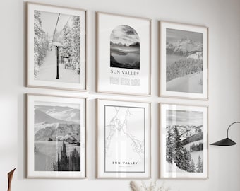 Sun Valley Gallery Wall Art - Set of 6, Sun Valley Black and White Photo, Sun Valley Posters, Sun Valley Prints, Idaho