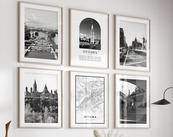 Ottawa Gallery Wandkunst - 6er-Set, Ottawa Schwarzweißfoto, Ottawa Posters, Ottawa Prints, Kanada