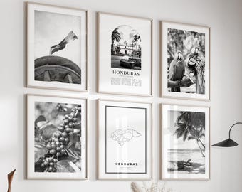 Honduras Gallery Wall Art - Set of 6, Honduras Black and White Photo, Honduras Posters, Honduras Prints, Central America