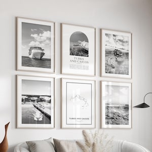 Turks and Caicos Gallery Wall Art - Set of 6, Turks and Caicos Black and White Photo, Turks and Caicos Posters, Caribbean