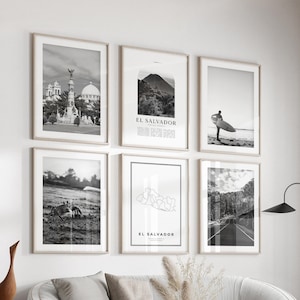 El Salvador Gallery Wall Art - Set of 6, El Salvador Black and White Photo, El Salvador Posters, Land of Volcanos Prints, Central America
