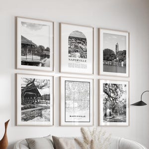 Naperville Gallery Wall Art - Set of 6, Naperville Black and White Photo, Naperville Posters, Naperville Prints, Illinois