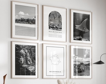Micronesia Gallery Wall Art - Set of 6, Micronesia Black and White Photo, Micronesia Posters, Micronesia Prints, Oceania