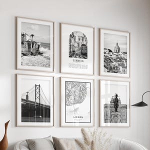 Lisbon Gallery Wall Art - Set of 6, Lisbon Black and White Photo, Lisbon Posters, Lisbon Prints, Portugal