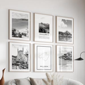Arte mural de Mallorca Gallery - Juego de 6, fotografía en blanco y negro de Mallorca, pósteres de Mallorca, impresiones de Mallorca, España