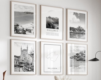 Mallorca Gallery Wall Art - Set of 6, Mallorca Black and White Photo, Mallorca Posters, Mallorca Prints, Spain