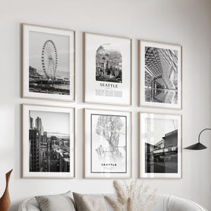 Seattle Gallery Wall Art - Set of 6, Seattle Black and White Photo, Seattle Posters, Seattle Prints, Washington