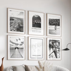 Guadeloupe Gallery Wall Art - 6er-Set, Guadeloupe Schwarz Weiß Foto, Guadeloupe Poster, Guadeloupe Prints, Karibik