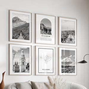 Ecuador Gallery Wall Art - Set of 6, Ecuador Black and White Photo, Ecuador Posters, Ecuador Prints, South America