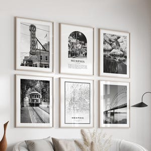 Memphis Gallery Wall Art - Set of 6, Memphis Black and White Photo, Memphis Posters, Memphis Prints, Tennessee