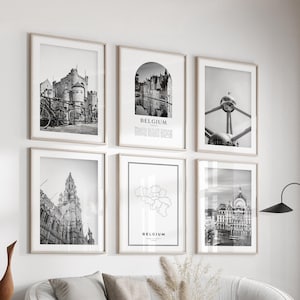 Belgium Gallery Wall Art - Set of 6, Belgium Black and White Photo, Belgium Posters, Belgium Prints, Europe