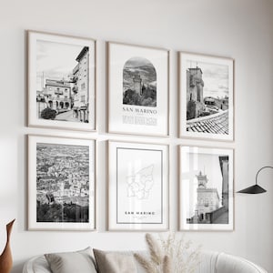 San Marino Gallery Wall Art - Set of 6, San Marino Black and White Photo, San Marino Posters, San Marino Prints, Europe