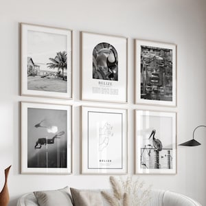 Arte mural de Belice (juego de 6), fotografía en blanco y negro, pósteres de Belice, impresiones de Belice, Sudamérica