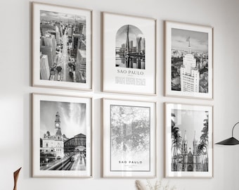 Sao Paulo Gallery Wall Art - Set of 6, Sao Paulo Black and White Photo, Sao Paulo Posters, Sao Paulo Prints, Brazil