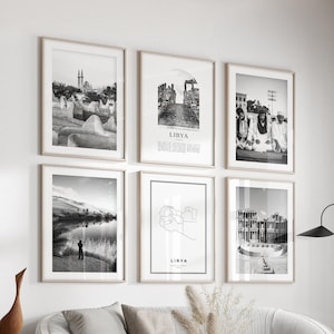 Libya Gallery Wall Art - Set of 6, Libya Black and White Photo, Libya Posters, Libya Prints, Africa