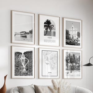 Goa Gallery Wall Art - Set of 6, Goa Black and White Photo, Goa Posters, Goa Prints, India