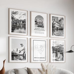 Bosnia and Herzegovina Gallery Wall Art - Set of 6, Bosnia and Herzegovina Black and White Photo, Bosnia and Herzegovina Prints, Europe