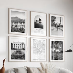 Eugene Gallery Wall Art - Set of 6, Eugene Black and White Photo, Eugene Posters, Eugene Prints, Oregon