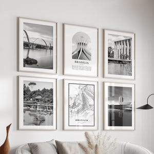 Brasilia Gallery Wall Art - Set of 6, Brasilia Black and White Photo, Brasilia Posters, Brasilia Prints, Brazil