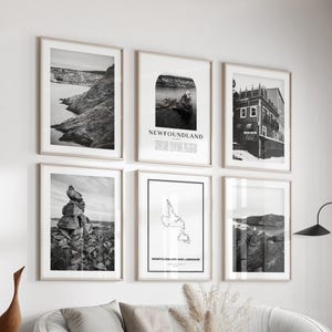 Newfoundland and Labrador Gallery Wall Art - Set of 6, Newfoundland and Labrador Black and White Photo, Newfoundland and Labrador, Canada