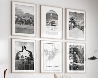 Playa del Carmen Gallery - Set of 6, Playa del Carmen Black and White Photo, Playa del Carmen Posters, Playa del Carmen Prints, Mexico