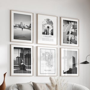Calgary Gallery Wall Art - Set of 6, Calgary Black and White Photo, Calgary Posters, Calgary Prints, Canada