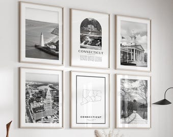 Connecticut, United States Gallery Wall Art Set of 6 – Black and White Photo Prints