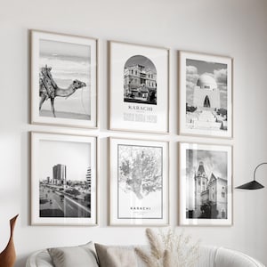 Karachi Gallery Wall Art - Set of 6, Karachi Black and White Photo, Karachi Posters, Karachi Prints, Pakistan