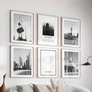 Kuwait Gallery Wall Art - Set of 6, Kuwait Black and White Photo, Kuwait Posters, Kuwait Prints, Asia