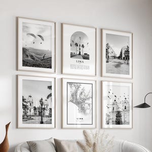 Lima Gallery Wall Art - Set of 6, Lima Black and White Photo, Lima Posters, Lima Prints, Peru