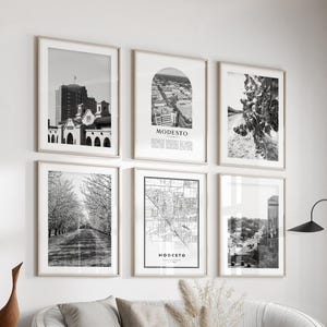 Modesto Gallery Wall Art - Set of 6, Modesto Black and White Photo, Modesto Posters, Modesto Prints, California