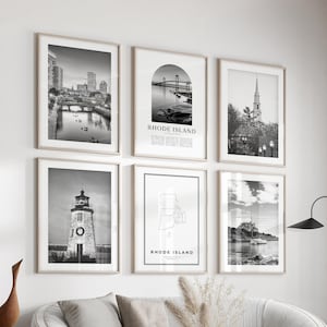 Rhode Island Gallery Wall Art - Set of 6, Rhode Island Black and White Photo, Rhode Island Posters, Rhode Island Prints, United States