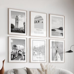 Tripoli Gallery Wall Art - Set of 6, Tripoli Black and White Photo, Tripoli Posters, Tripoli Prints, Libya