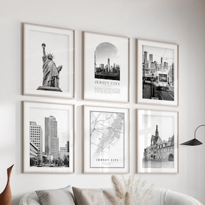 Jersey City Gallery Wall Art - Set of 6, Jersey City Black and White Photo, Jersey City Posters, Jersey City Prints, New Jersey