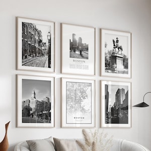 Boston Gallery Wall Art - Set of 6, Boston Black and White Photo, Boston Posters, Boston Prints, Massachusetts